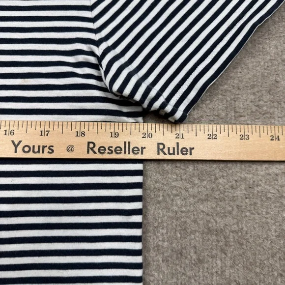 Sandro Paris Shirt Womens Medium M Black Short Sleeve Striped Crop - Picture 5 of 9